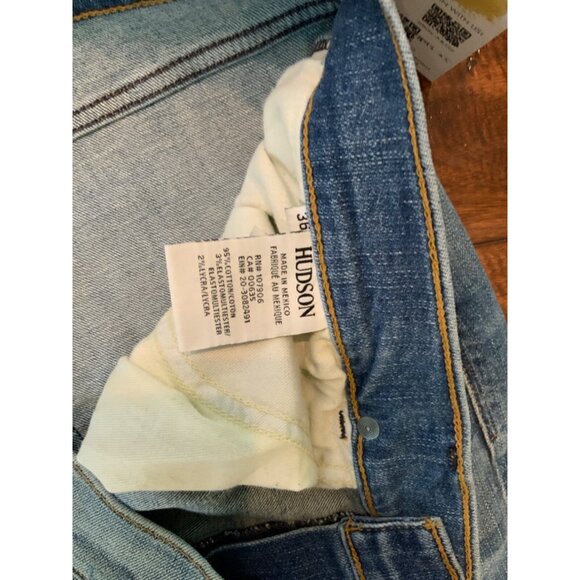 Hudson Blue Stone Wash Distressed Denim Byron Straight Leg Jeans, Size 36, NWT! - Picture 4 of 4